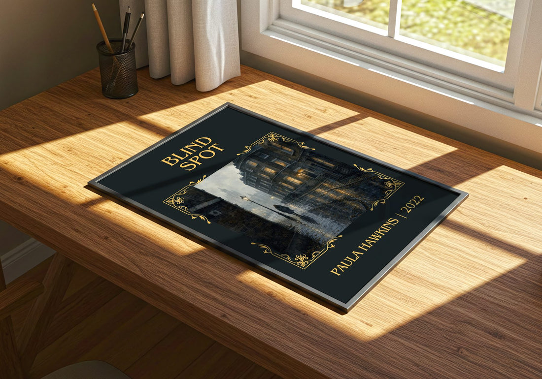 Blind Spot Classic Book Art Print by Paula Hawkins – print on a sunlit desk