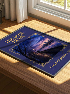 The Blue Hour Classic Book Art Print by Paula Hawkins – print on a sunlit desk