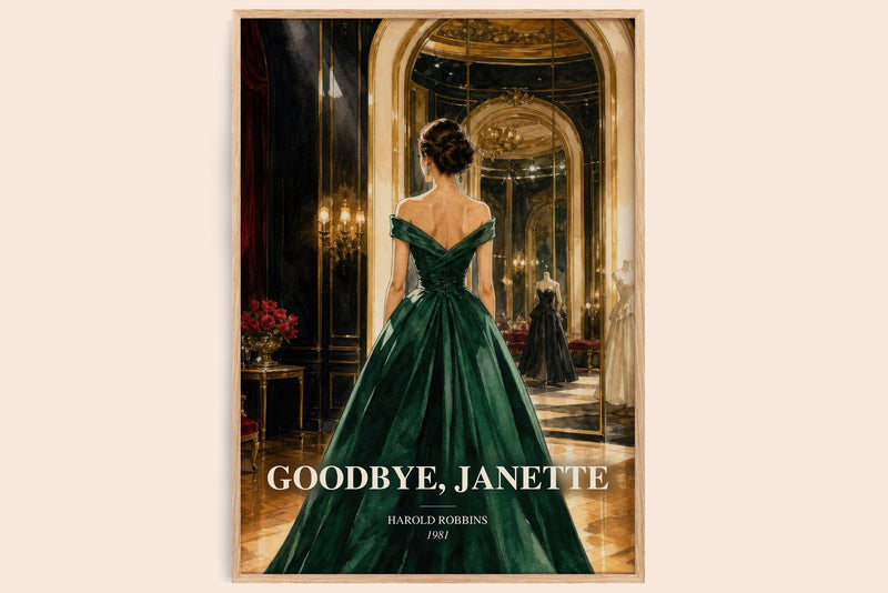 Goodbye, Janette watercolour book poster by Harold Robbins – framed literary art print