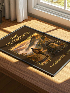 The Pilgrimage Classic Book Art Print by Paulo Coelho – print on a sunlit desk