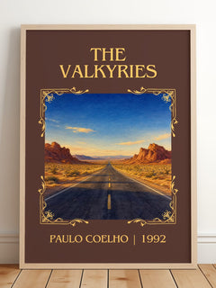 The Valkyries Classic Book Art Print by Paulo Coelho – framed print leaning on a wooden floor