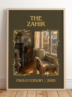 The Zahir Classic Book Art Print by Paulo Coelho – framed print leaning on a wooden floor