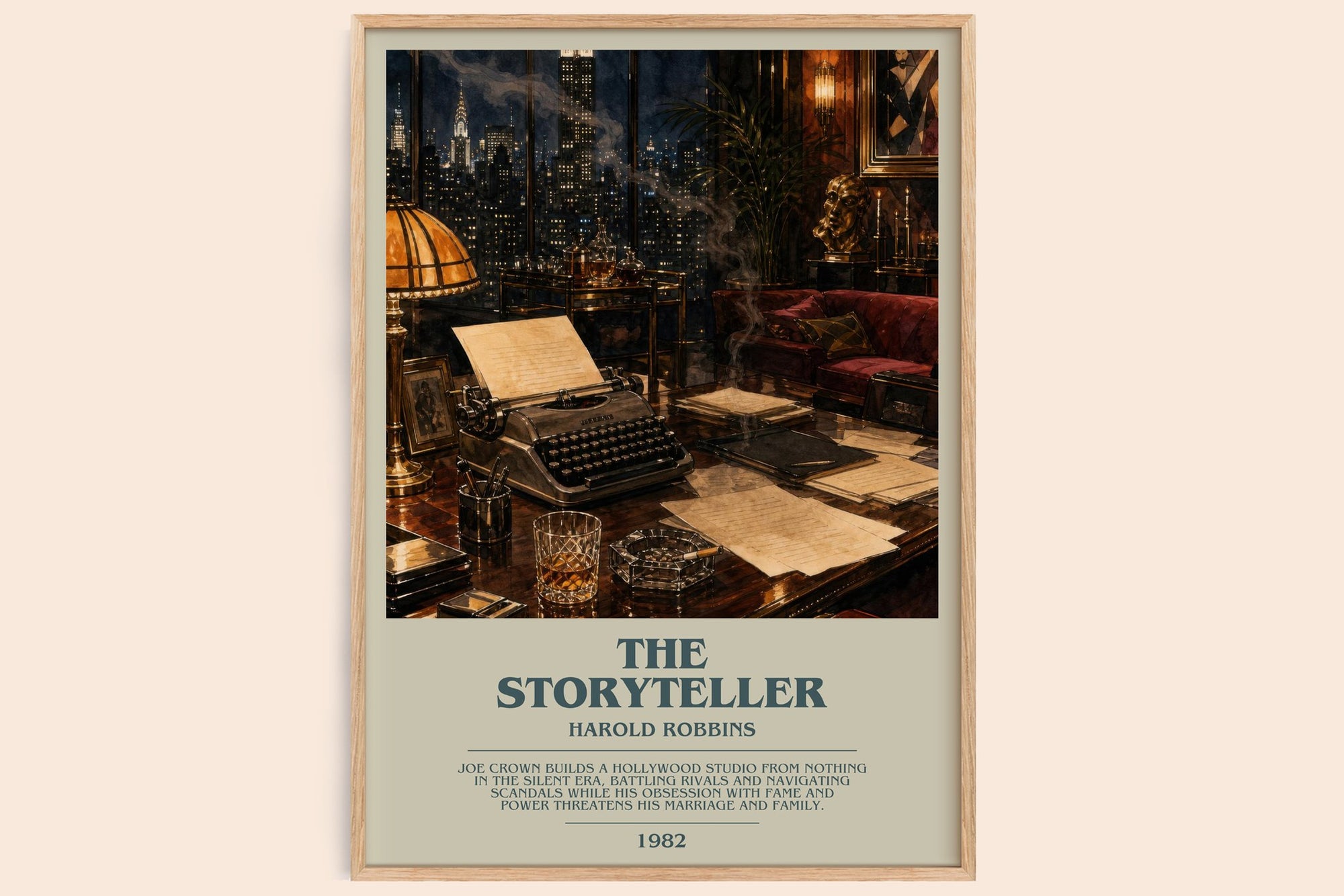 The Storyteller bookish book poster by Harold Robbins – framed literary art print
