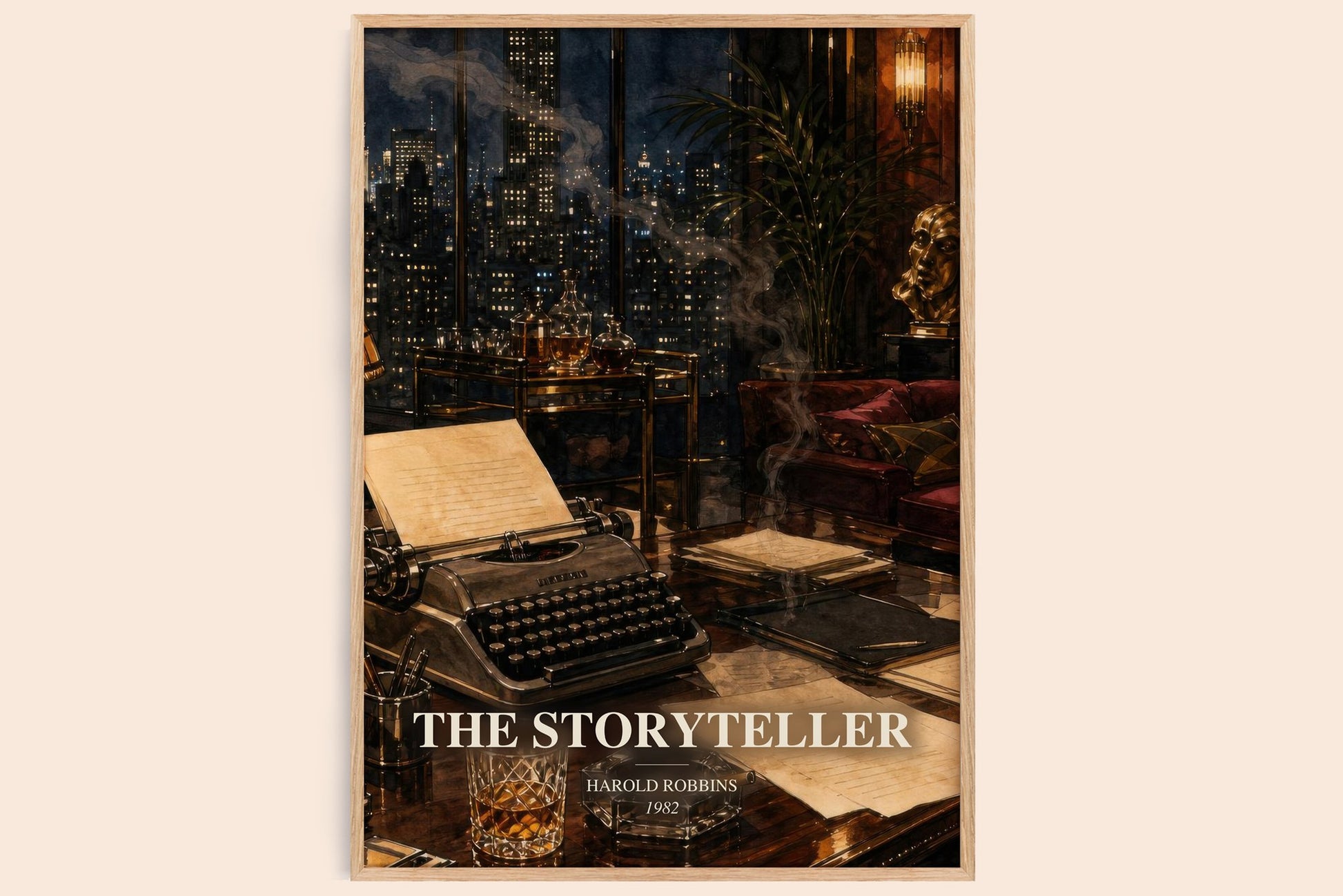 The Storyteller watercolour book poster by Harold Robbins – framed literary art print