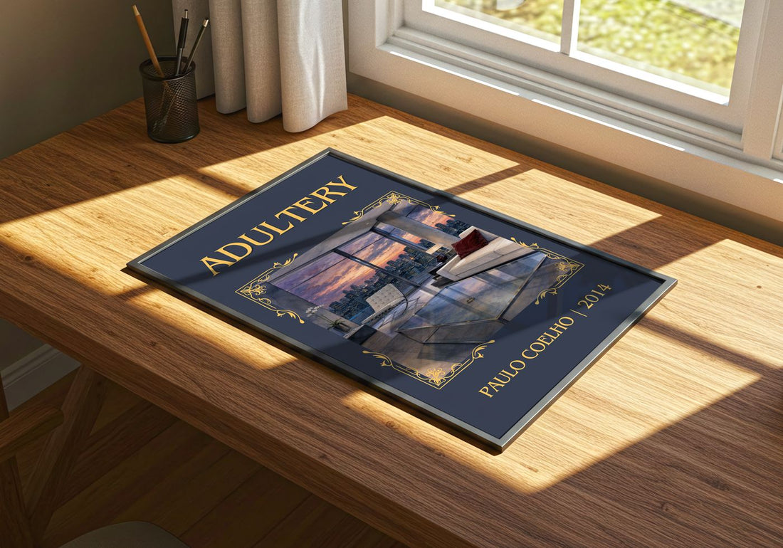Adultery Classic Book Art Print by Paulo Coelho – print on a sunlit desk