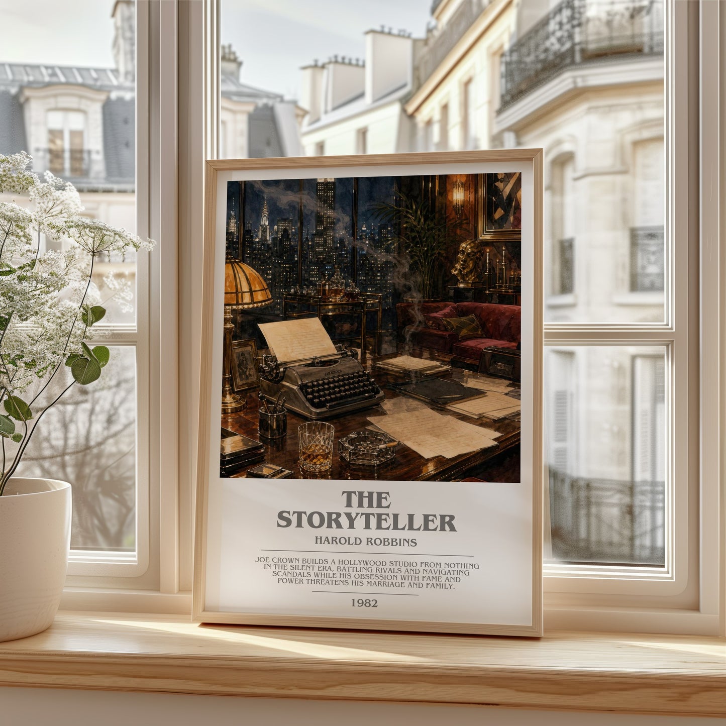 The Storyteller bookish poster colour and style options – Harold Robbins book art
