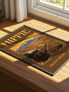 Hippie Classic Book Art Print by Paulo Coelho – print on a sunlit desk