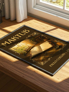 Maktub Classic Book Art Print by Paulo Coelho – print on a sunlit desk