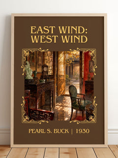 East Wind: West Wind Classic Book Art Print by Pearl S. Buck – framed print leaning on a wooden floor