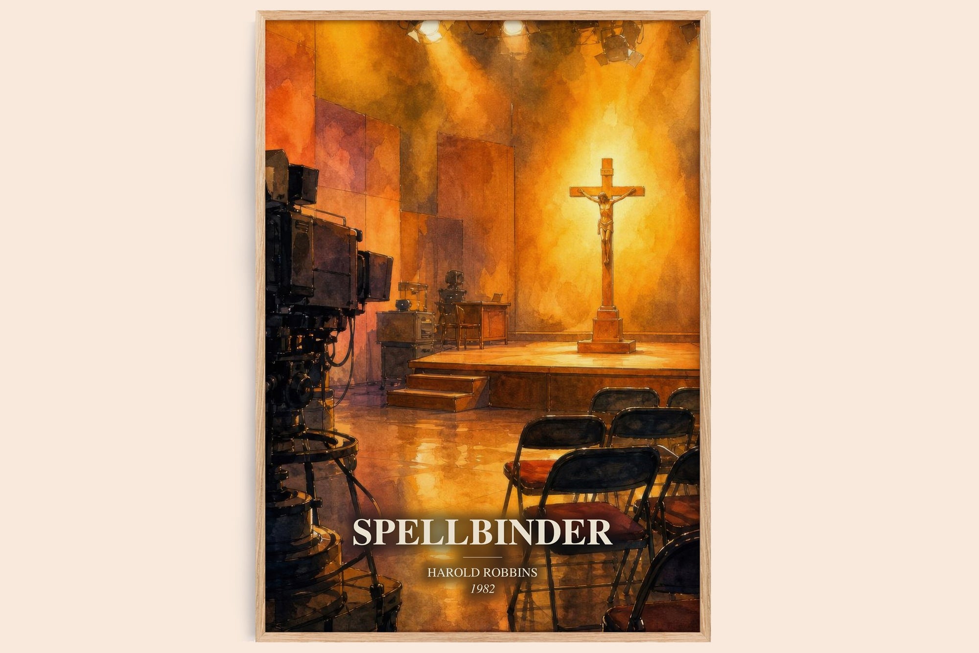 Spellbinder watercolour book poster by Harold Robbins – framed literary art print