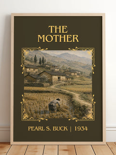 The Mother Classic Book Art Print by Pearl S. Buck – framed print leaning on a wooden floor
