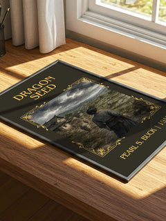 Dragon Seed Classic Book Art Print by Pearl S. Buck – print on a sunlit desk