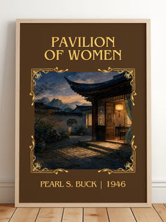Pavilion Of Women Classic Book Art Print by Pearl S. Buck – framed print leaning on a wooden floor