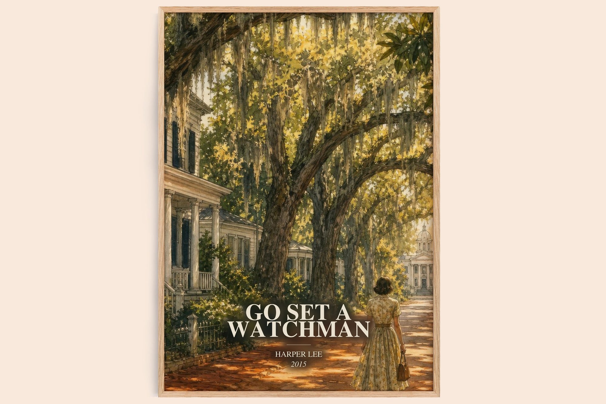 Go Set A Watchman watercolour book poster by Harper Lee – framed literary art print
