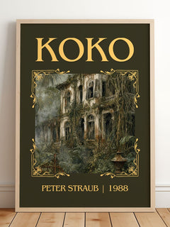 Koko Classic Book Art Print by Peter Straub – framed print leaning on a wooden floor