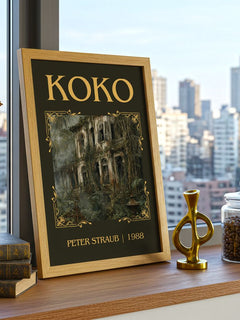 Koko Classic Book Art Print by Peter Straub – framed print on a city-view windowsill