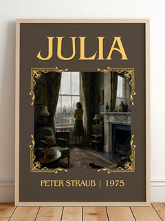 Julia Classic Book Art Print by Peter Straub – framed print leaning on a wooden floor