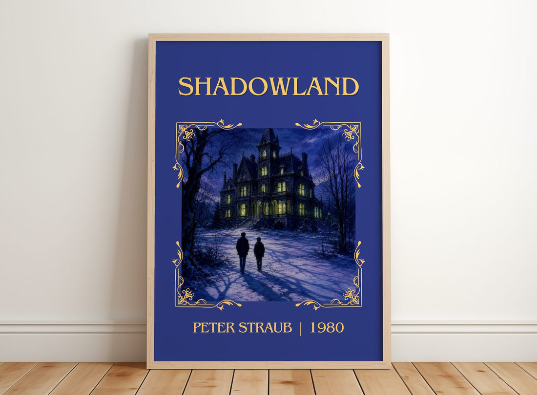 Shadowland Classic Book Art Print by Peter Straub – framed print leaning on a wooden floor