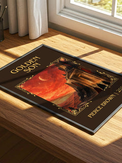 Golden Son Classic Book Art Print by Pierce Brown – print on a sunlit desk