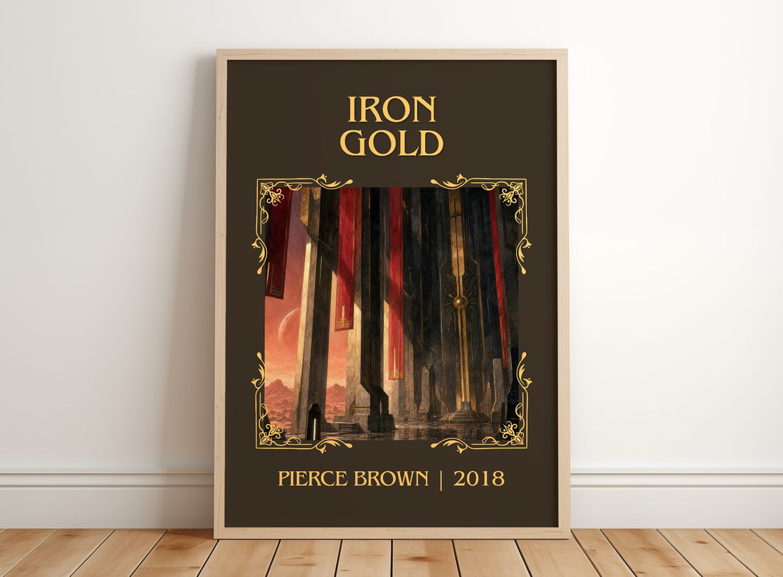 Iron Gold Classic Book Art Print by Pierce Brown – framed print leaning on a wooden floor