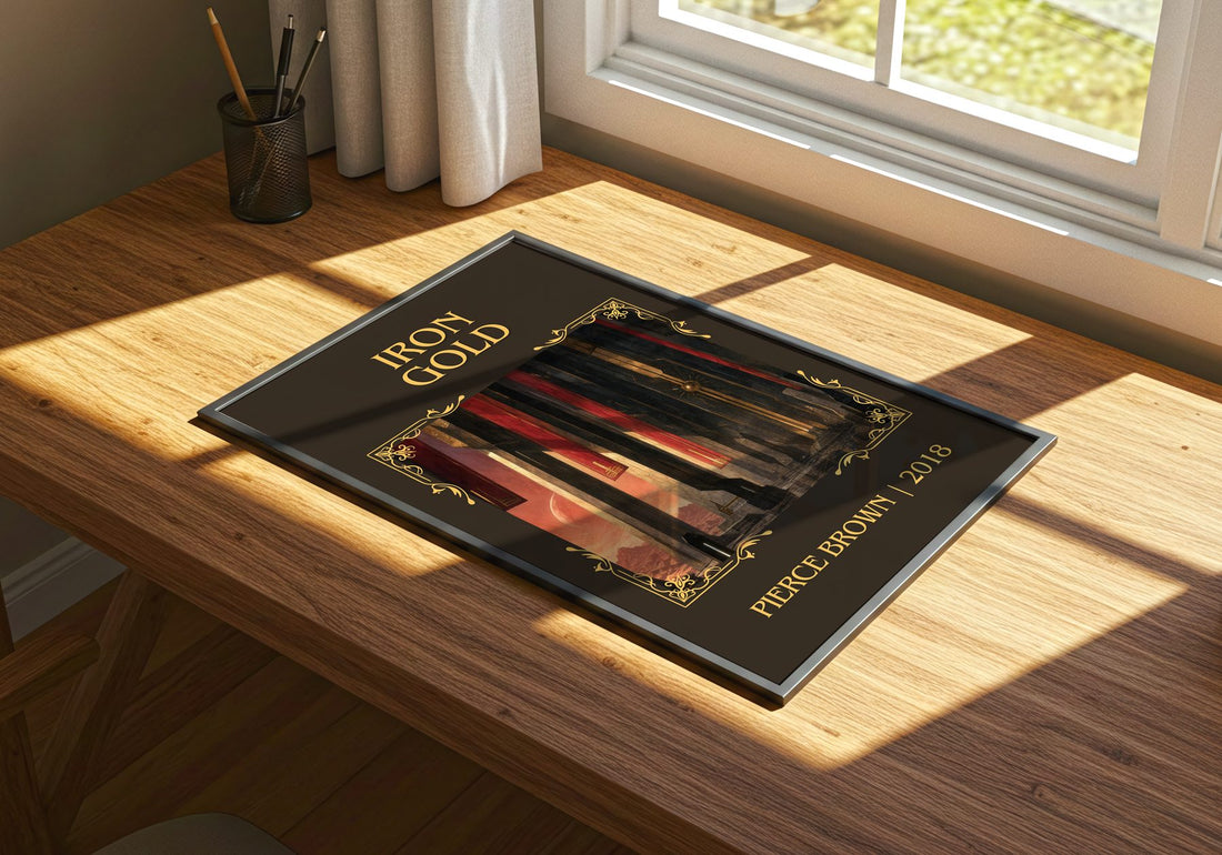 Iron Gold Classic Book Art Print by Pierce Brown – print on a sunlit desk