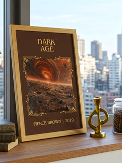 Dark Age Classic Book Art Print by Pierce Brown – framed print on a city-view windowsill