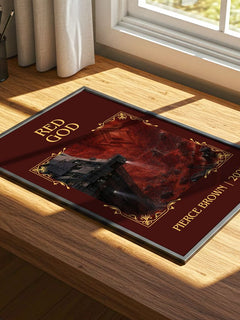 Red God Classic Book Art Print by Pierce Brown – print on a sunlit desk