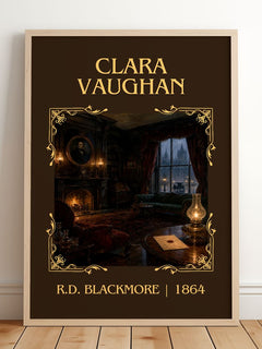 Clara Vaughan Classic Book Art Print by R.D. Blackmore – framed print leaning on a wooden floor