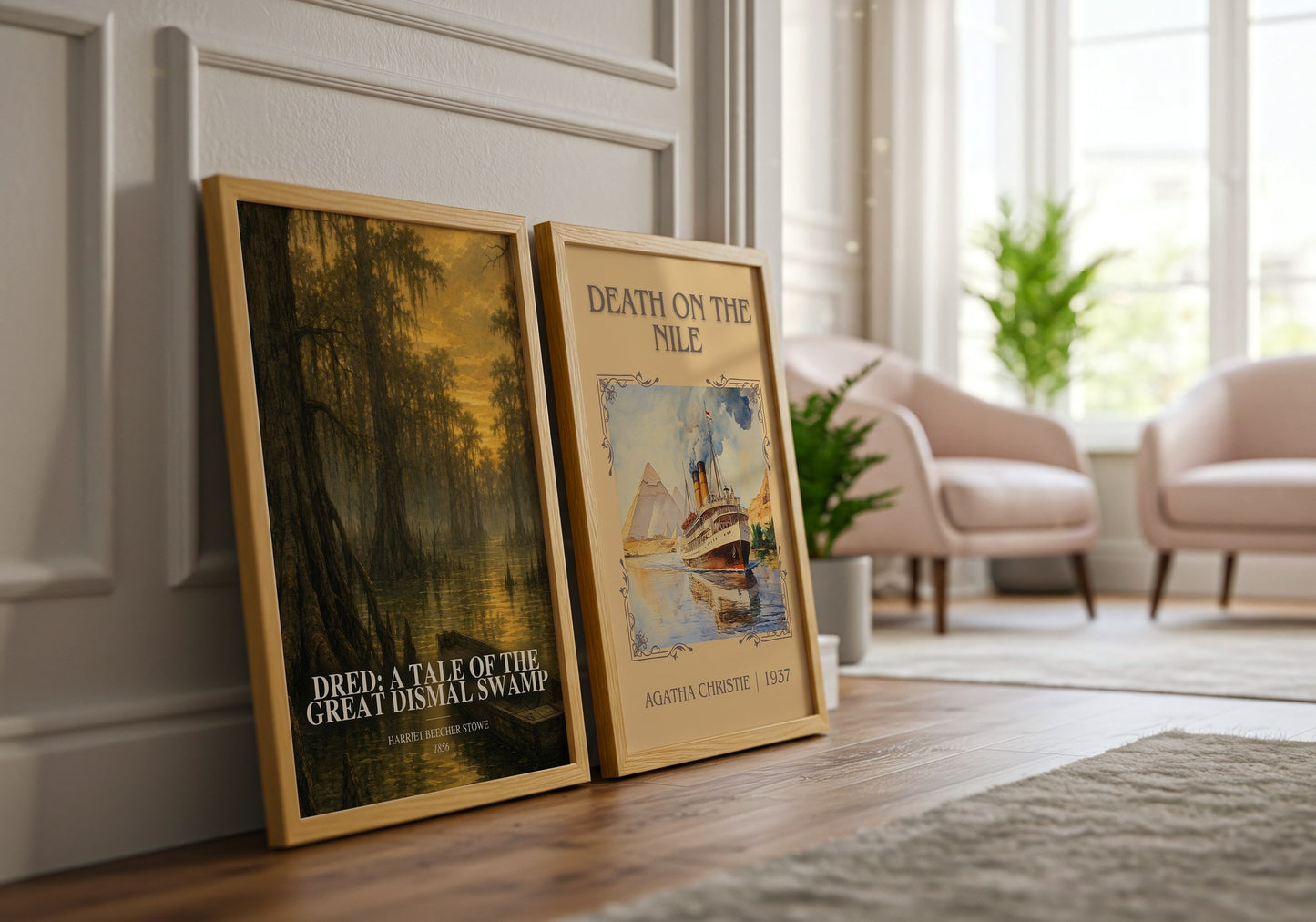 Dred: A Tale Of The Great Dismal Swamp watercolour print framed by window – literary home decor