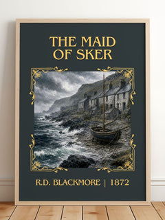 The Maid Of Sker Classic Book Art Print by R.D. Blackmore – framed print leaning on a wooden floor