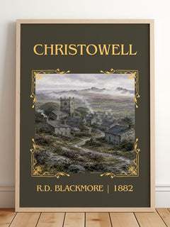 Christowell Classic Book Art Print by R.D. Blackmore – framed print leaning on a wooden floor