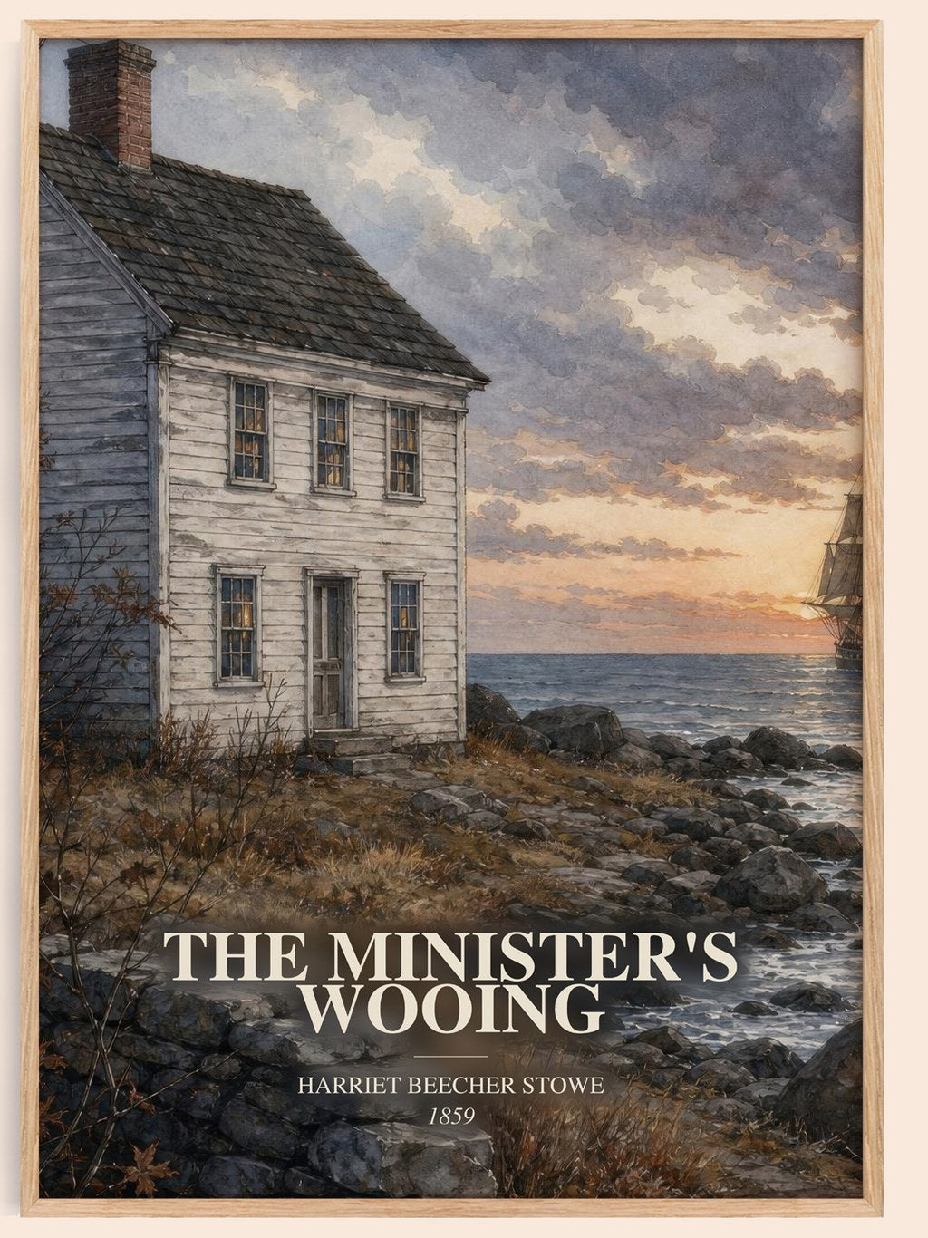The Minister'S Wooing watercolour book poster by Harriet Beecher Stowe – framed literary art print