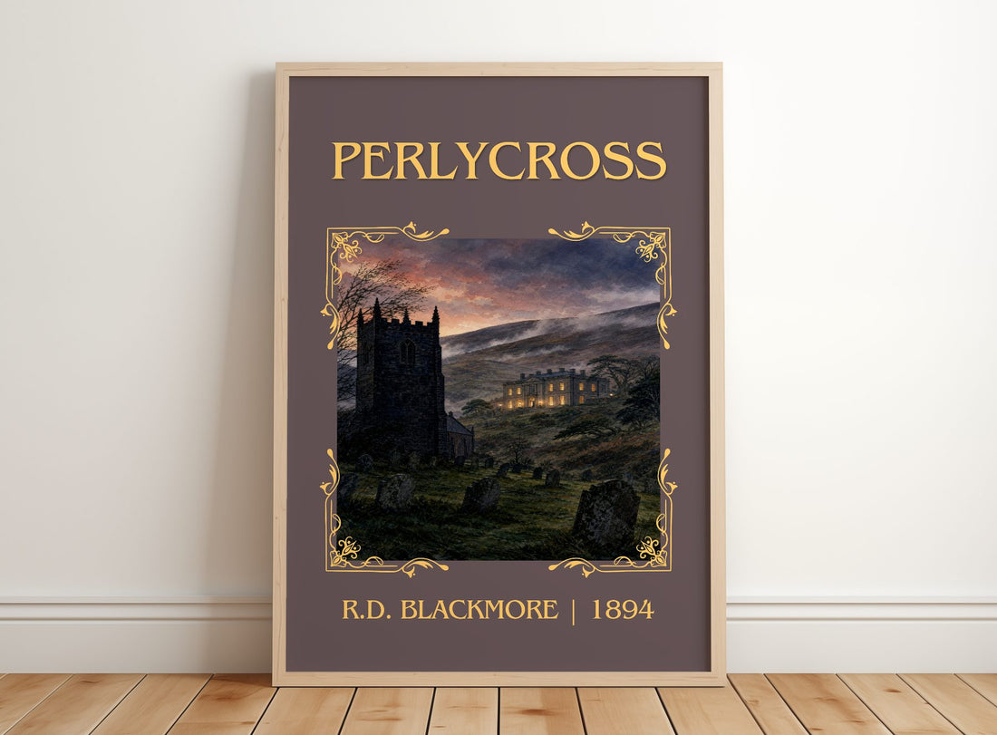 Perlycross Classic Book Art Print by R.D. Blackmore – framed print leaning on a wooden floor