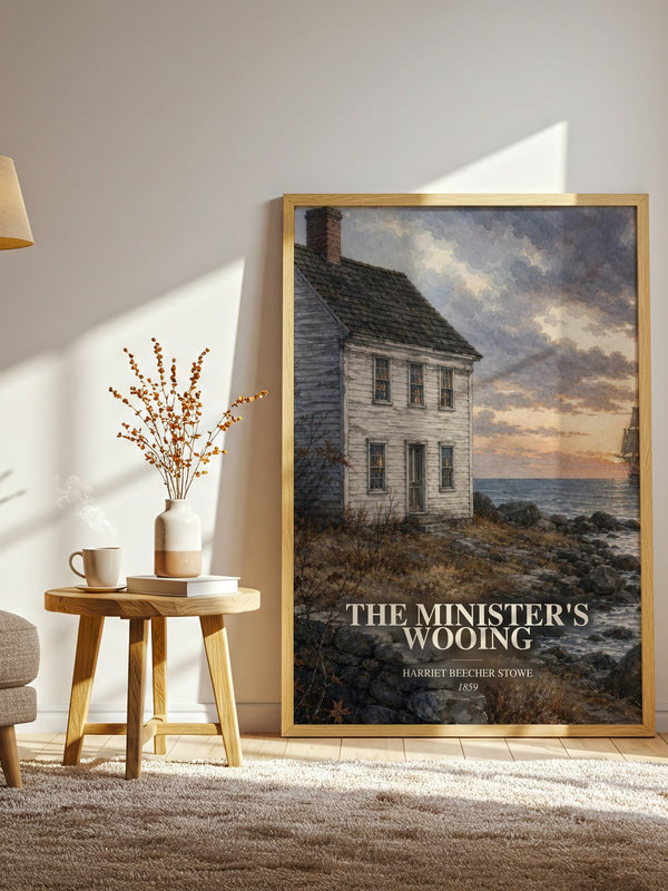 The Minister'S Wooing watercolour print in frame leaning in hallway – historical fiction wall art