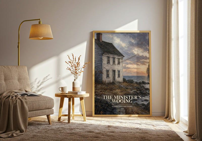 The Minister'S Wooing watercolour print in frame leaning in hallway – historical fiction wall art