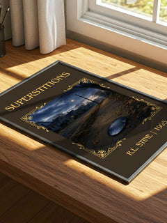 Superstitions Classic Book Art Print by R.L. Stine – print on a sunlit desk