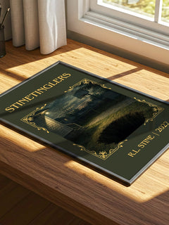 Stinetinglers Classic Book Art Print by R.L. Stine – print on a sunlit desk