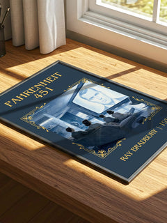 Fahrenheit 451 Classic Book Art Print by Ray Bradbury – print on a sunlit desk