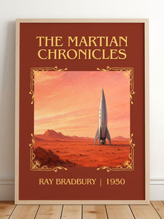 The Martian Chronicles Classic Book Art Print by Ray Bradbury – framed print leaning on a wooden floor