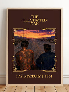 The Illustrated Man Classic Book Art Print by Ray Bradbury – framed print leaning on a wooden floor