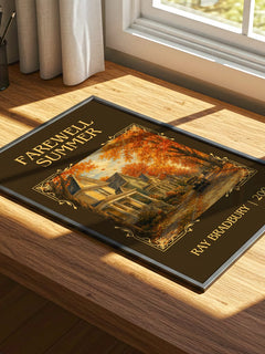 Farewell Summer Classic Book Art Print by Ray Bradbury – print on a sunlit desk