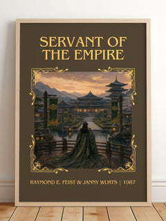 Servant Of The Empire Classic Book Art Print by R. Wurts – framed print leaning on a wooden floor