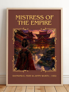 Mistress Of The Empire Classic Book Art Print by R. Wurts – framed print leaning on a wooden floor