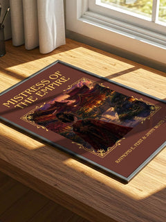 Mistress Of The Empire Classic Book Art Print by R. Wurts – print on a sunlit desk