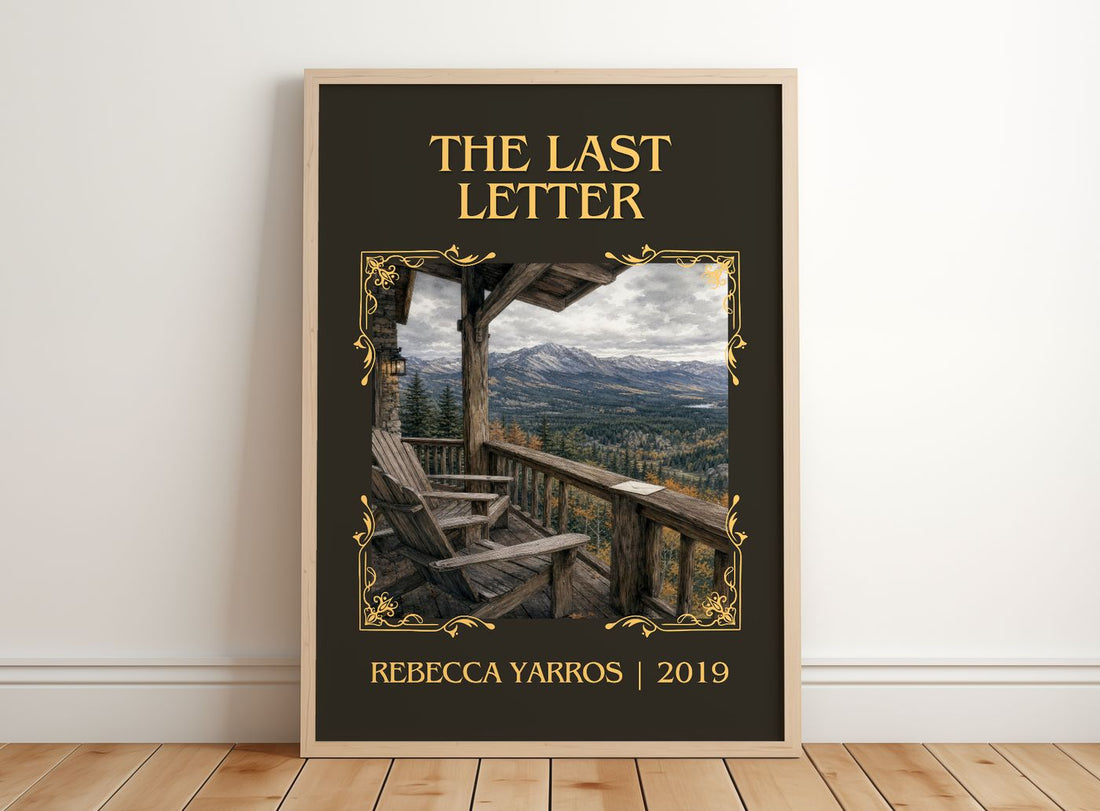 The Last Letter Classic Book Art Print by Rebecca Yarros – framed print leaning on a wooden floor