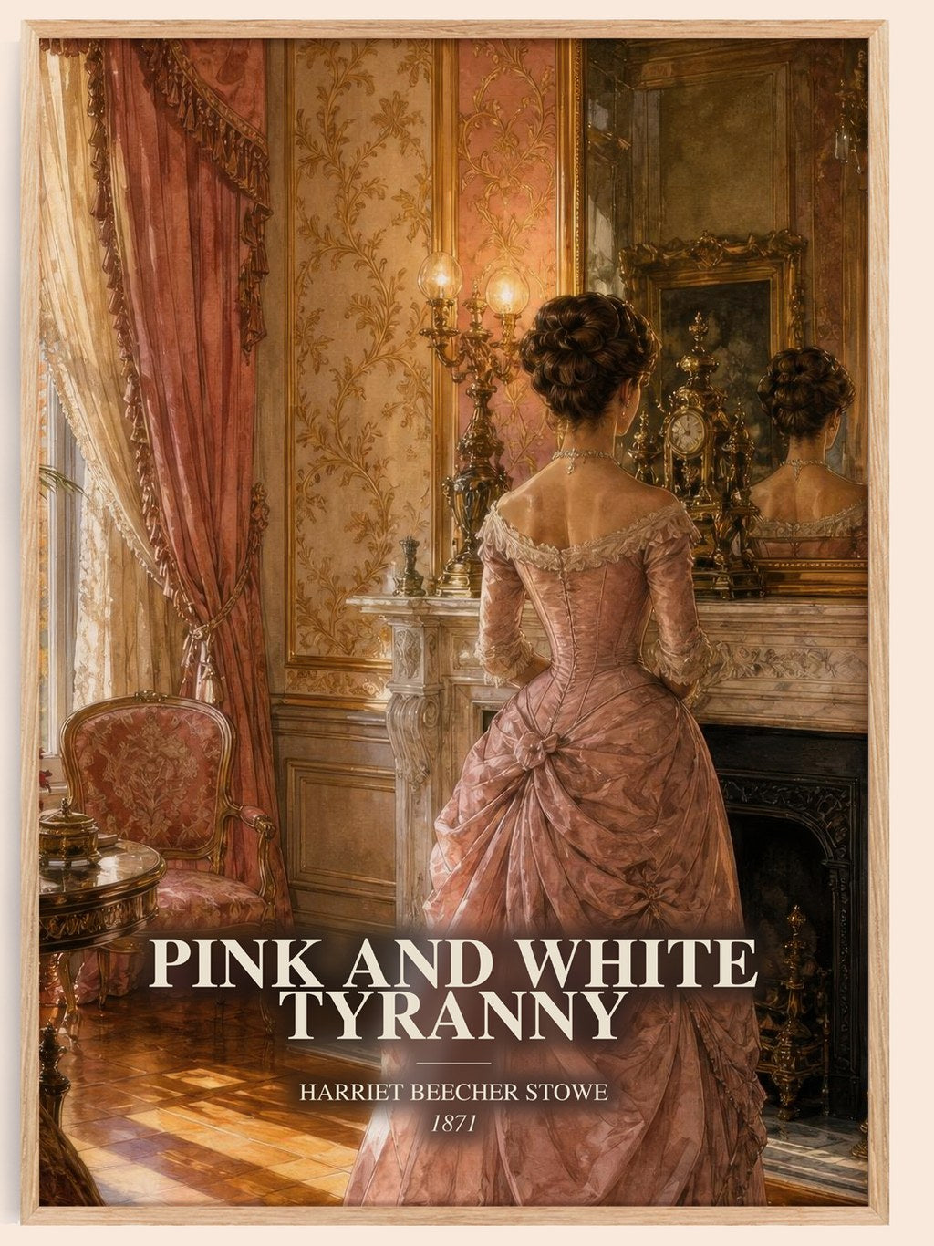 Pink And White Tyranny watercolour book poster by Harriet Beecher Stowe – framed literary art print