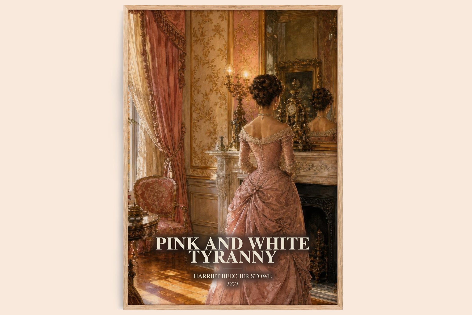 Pink And White Tyranny watercolour book poster by Harriet Beecher Stowe – framed literary art print