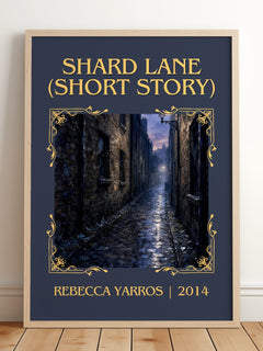 Shard Lane (Short Story) Classic Book Art Print by Rebecca Yarros – framed print leaning on a wooden floor