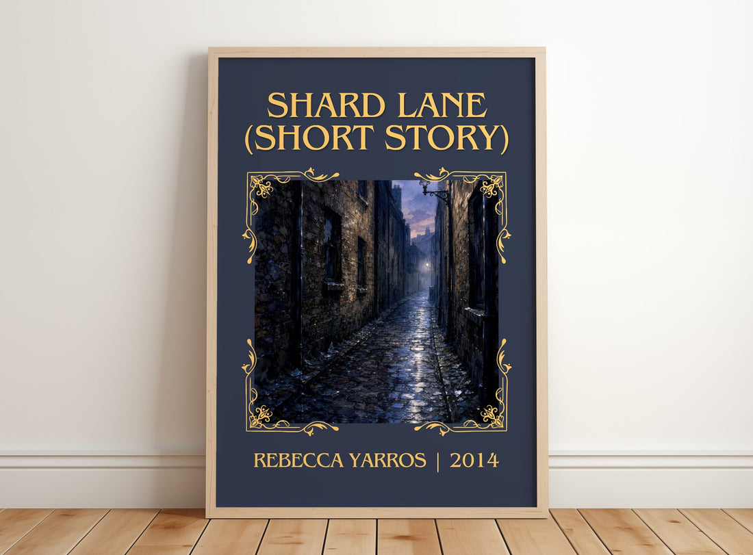 Shard Lane (Short Story) Classic Book Art Print by Rebecca Yarros – framed print leaning on a wooden floor