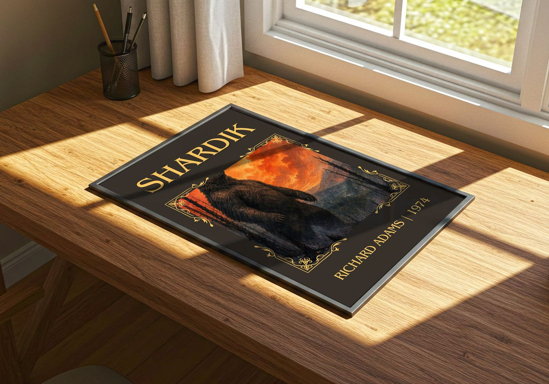 Shardik Classic Book Art Print by Richard Adams – print on a sunlit desk